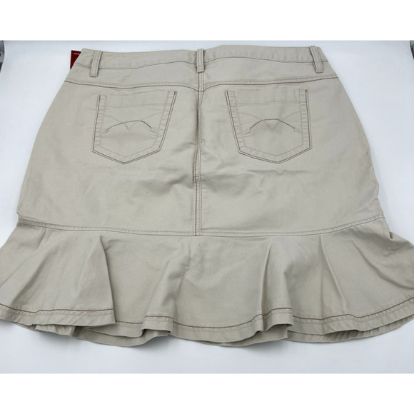 VTG 90s Avenue Blues Denim Women's Size 16 Peplum Ruffle Cream Jean Skirt NOS - Picture 6 of 8